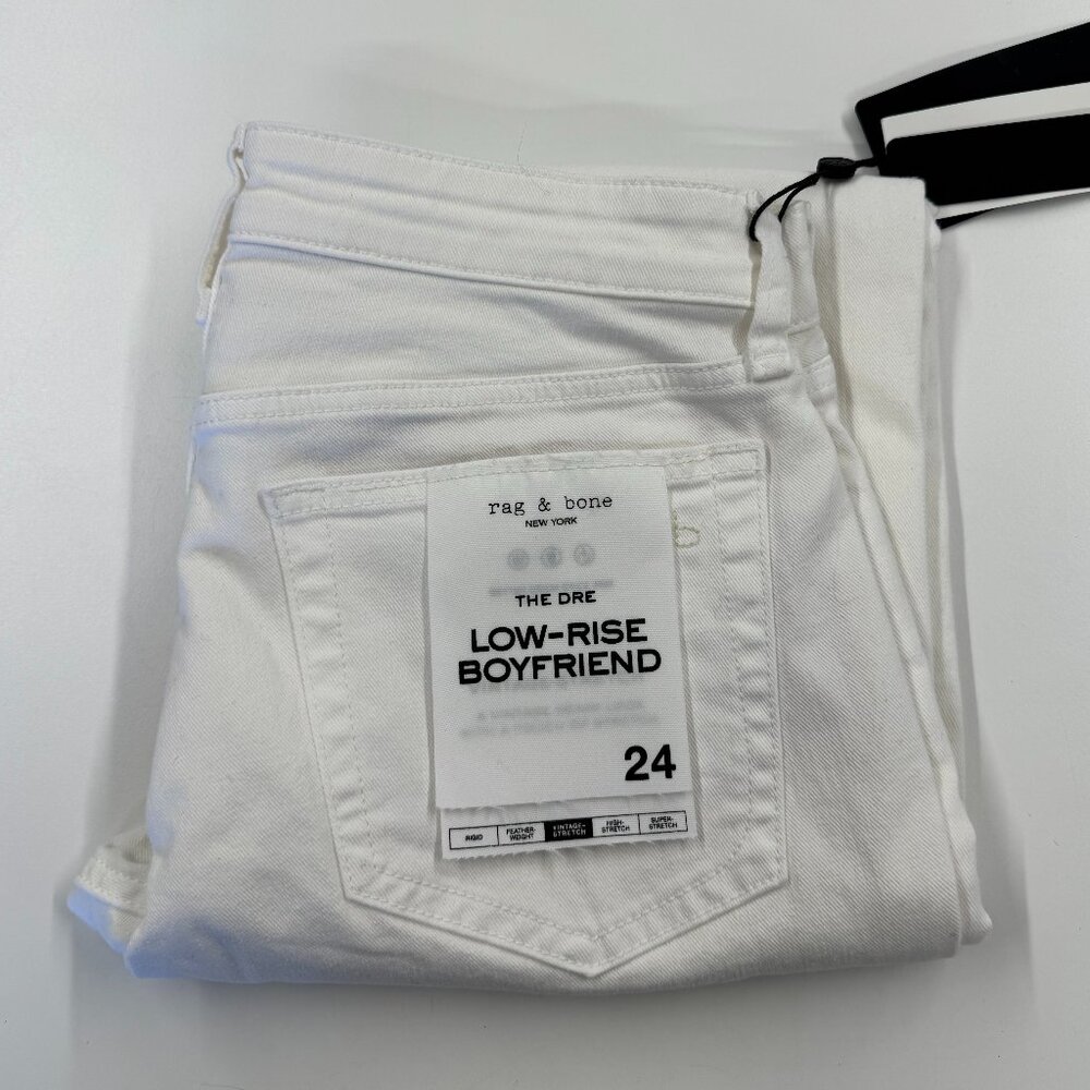 Rag & Bone - Dre Slim Boyfriend Jeans - Vintage Stretch Optic White, size 24 NWT